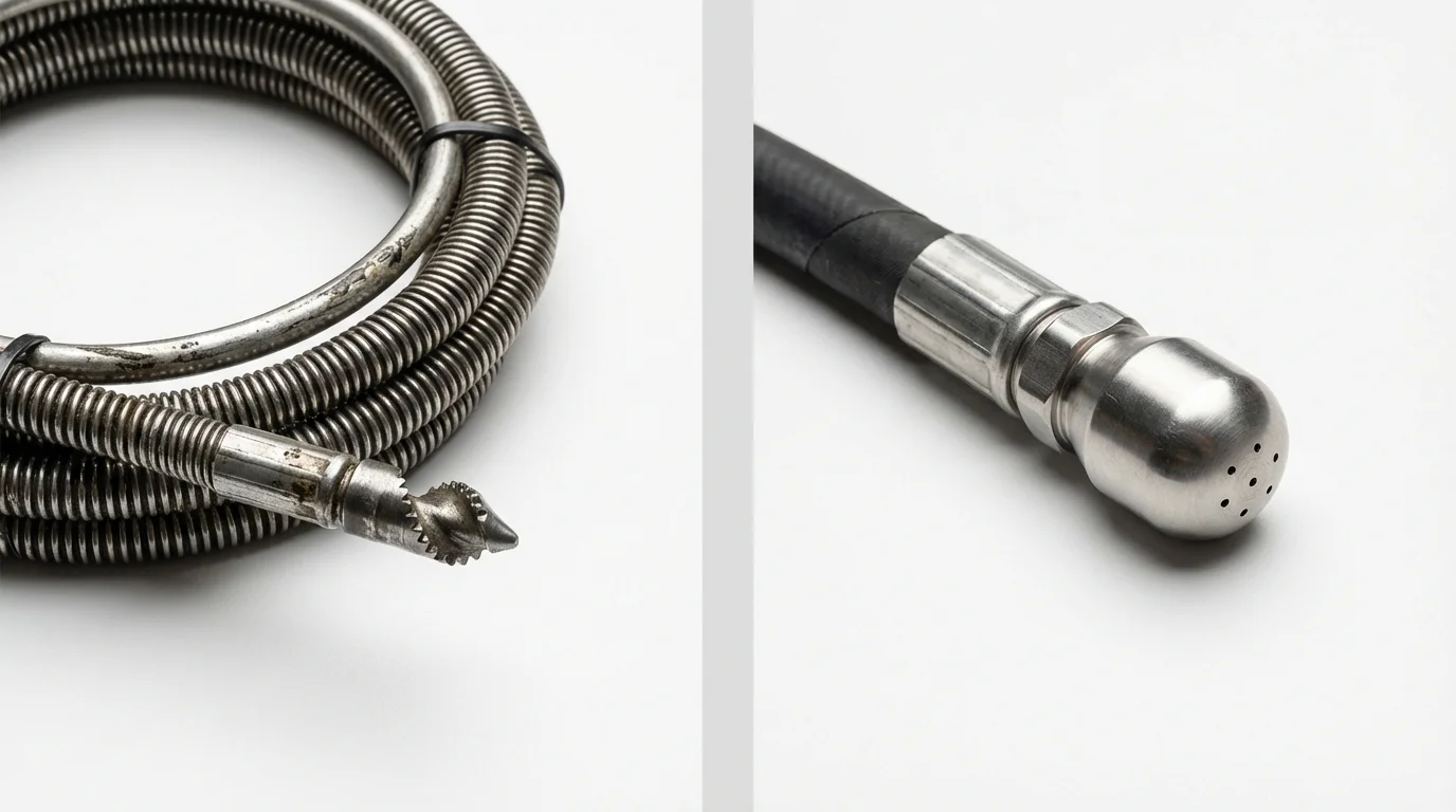 Drain snake cable and hydro jetting nozzle used for drain cleaning in Arcadia, FL