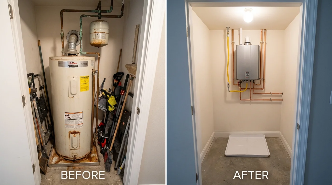 Tank water heater versus wall-mounted tankless unit comparison for Arcadia, FL homeowners