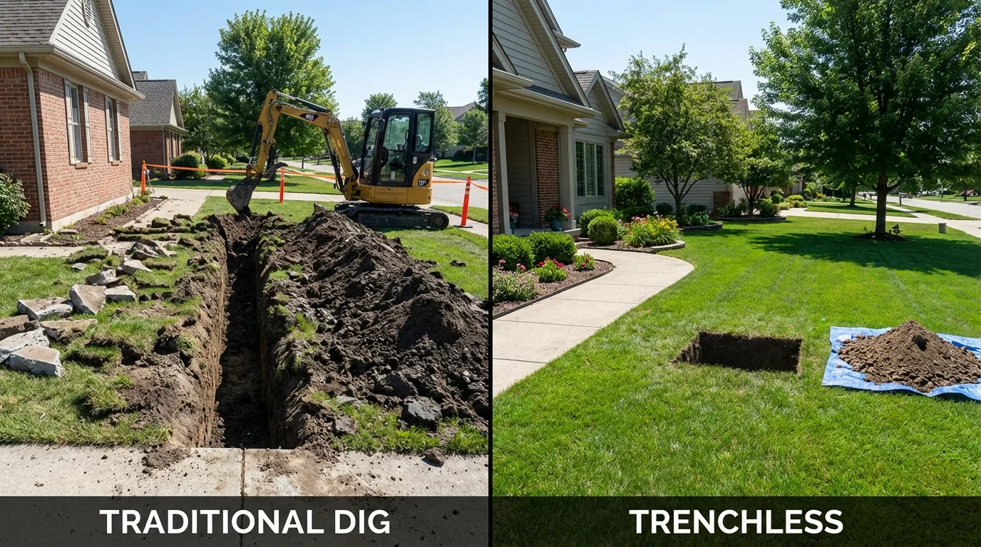 Trenchless sewer repair with minimal yard damage versus traditional excavation in Arcadia, FL